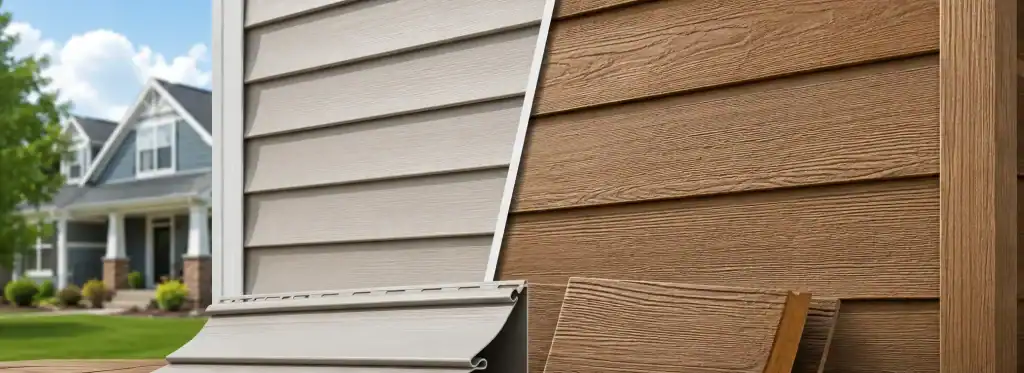 Close-up of vinyl siding panels on house exterior